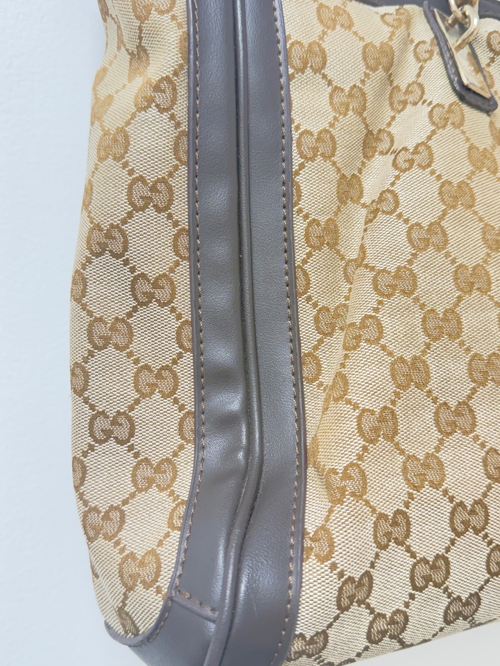 Gucci Beige/Brown GG Canvas Tote with Braided Handles - Picture 3 of 16